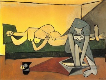  mme - Femme couche et femme qui se lave le pied 1944 cubiste Pablo Picasso